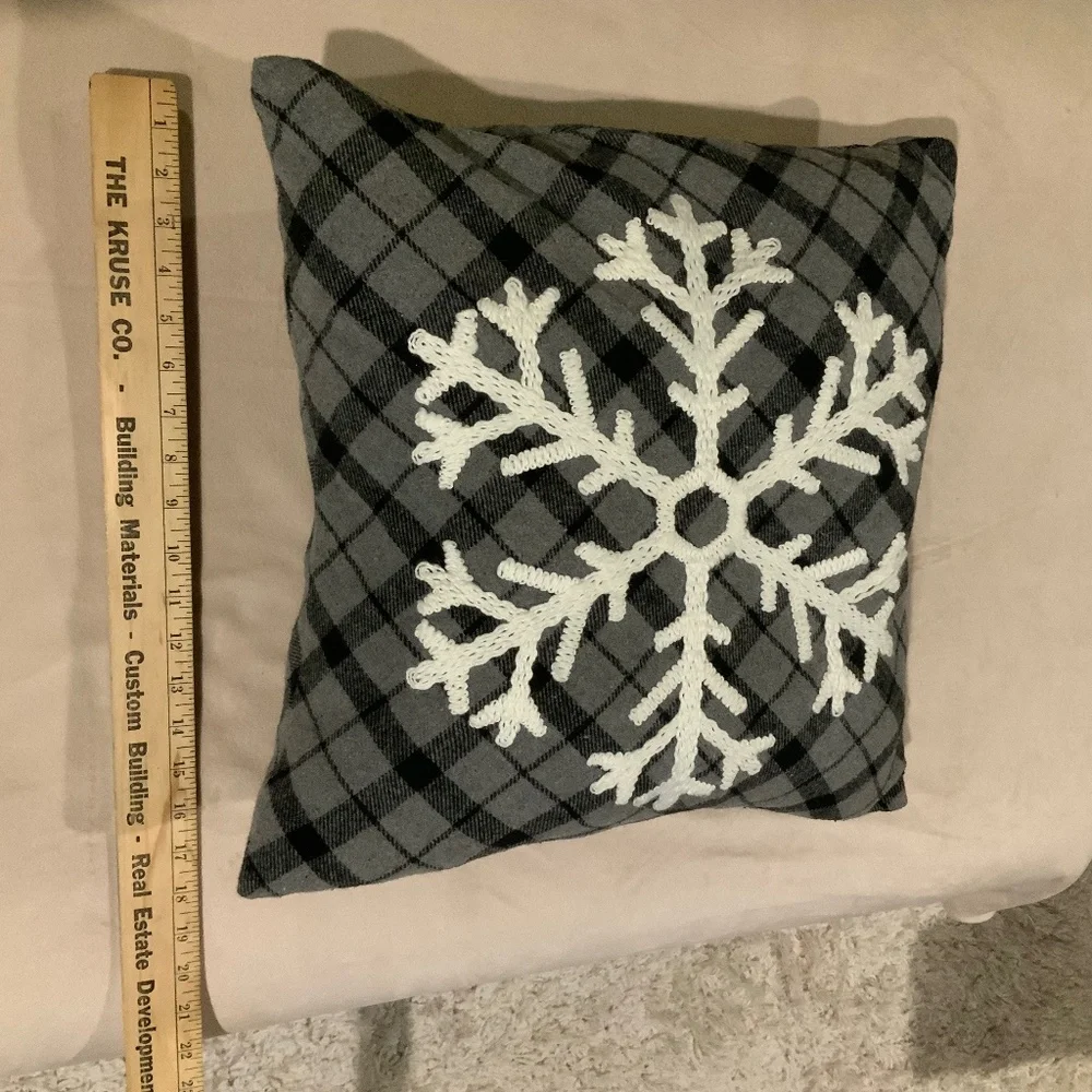 Snowflake flannel Square Pillow Winter Decor Home Cottagecore